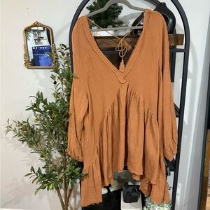 SHEIN Terracotta V-Neck Tunic long oversized size large